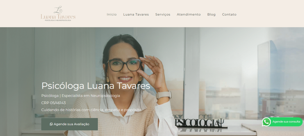Criação de site Psicóloga Luana Tavares