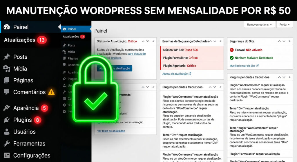 Manutenção WordPress sem mensalidade por R$ 50